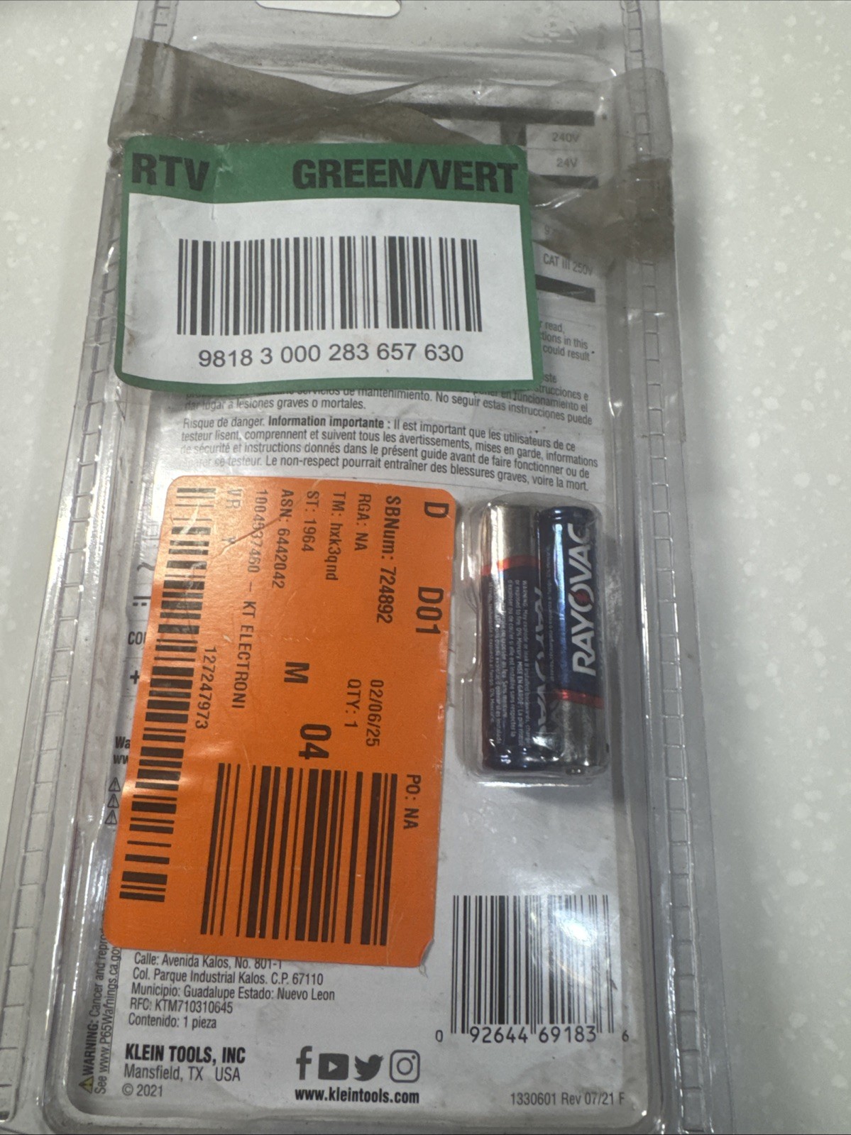 Klein Tools Electronic AC/DC Voltage Tester Open And Tested Open Box ET40