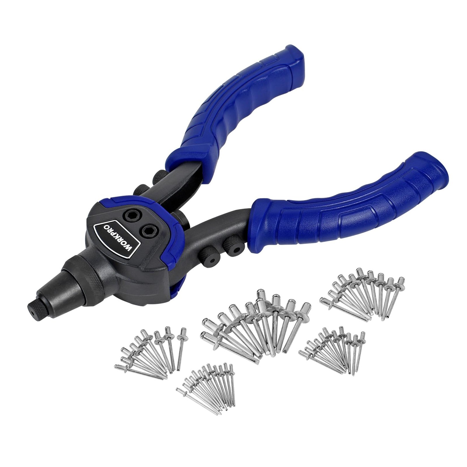 WORKPRO Rivet Gun Set 5-in-1 10-Inch Pop Riveter with 5 Sizes Interchangeable