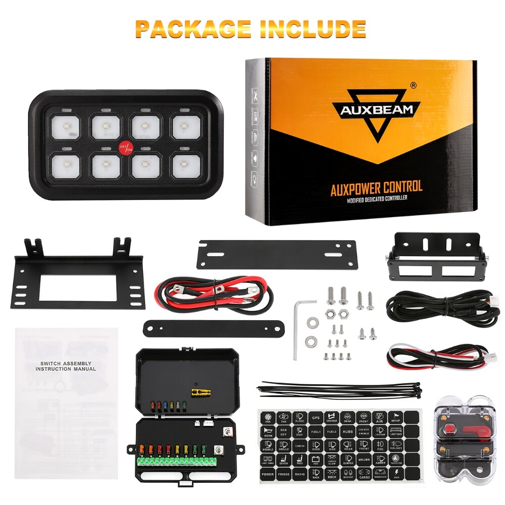 AUXBEAM 8 GANG LED SWITCH PANEL KIT AUTOMATIC DIMMABLE OFF ROAD LIGHT CONTROLLER