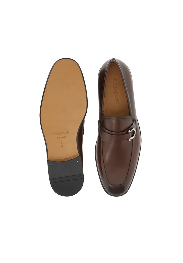New Auth Salvatore Ferragamo Florio Men Brown Leather Loafers Shoes 8.5 $990