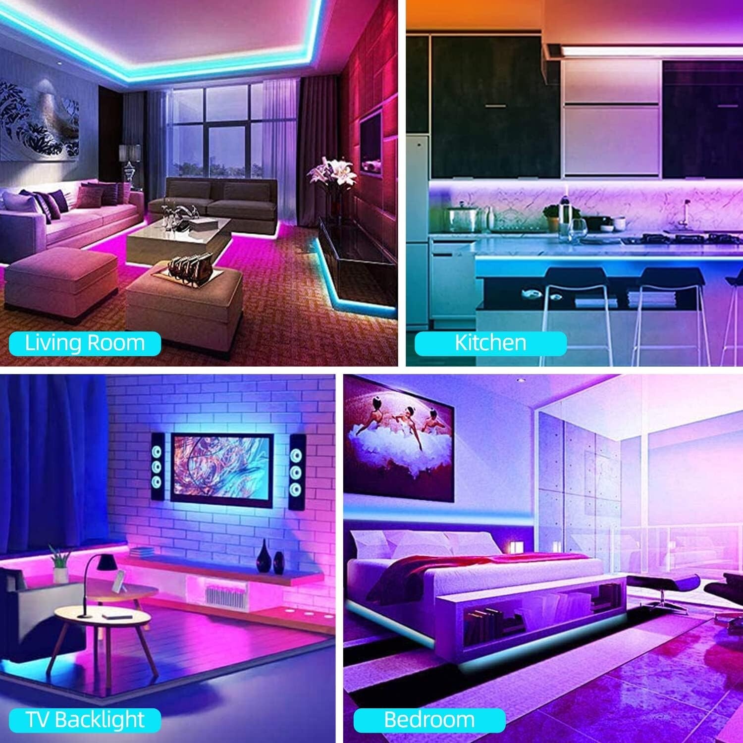 Transform Your Space with TJOY 100ft Bluetooth LED Strip Lights – Music Sync, RG