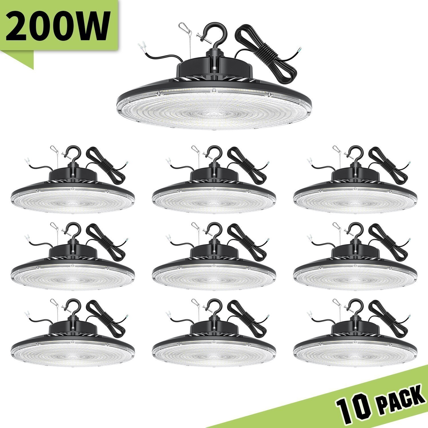 10 X 200W UFO High Bay LED Light Industrial Commercial Dimmable Fixture -28000LM