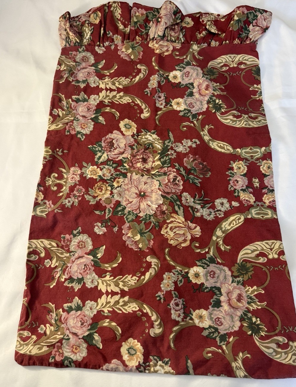 VTG Ralph Lauren Danielle Marseilles Red Floral Pillowcase Ruffle