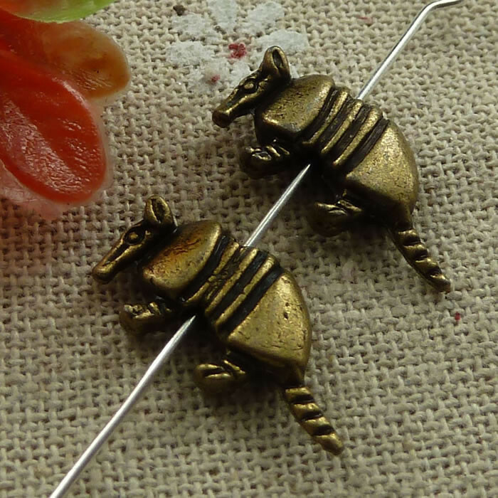Free Ship 100 pcs Antique bronze mouse spacers 20x10mm L-1057