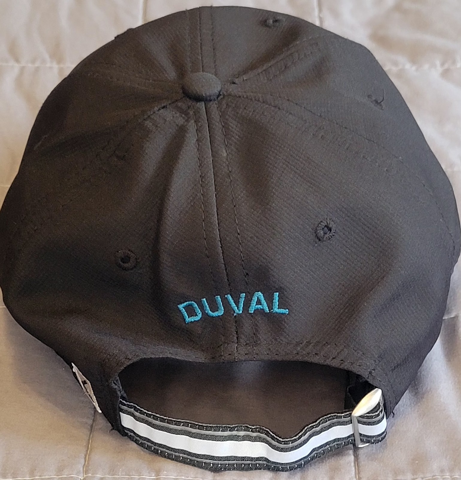 Duval Hat Cap Strap Back Womens Black Yellow Golf Ahead Performance UPF 50 Plus