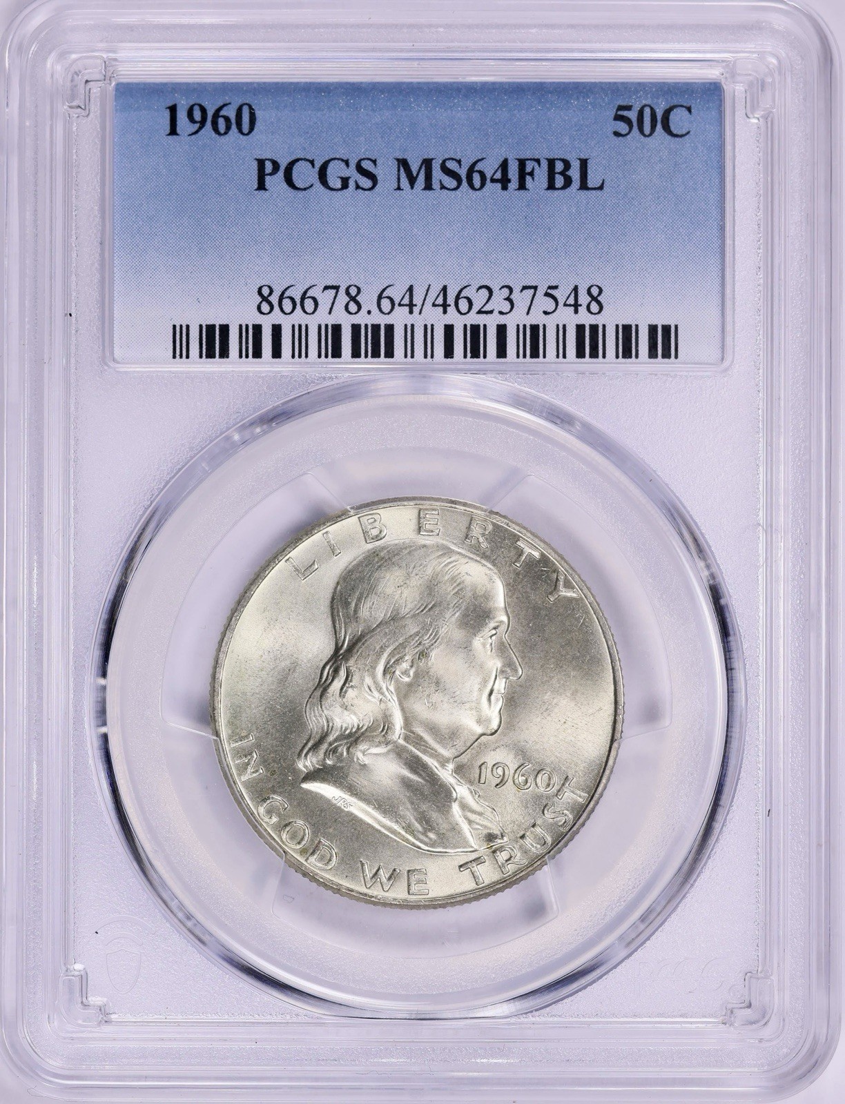 1960  FRANKLIN HALF DOLLAR FBL PCGS MS 64 FULL BELL LINES FULLY STRUCK, LUSTROUS