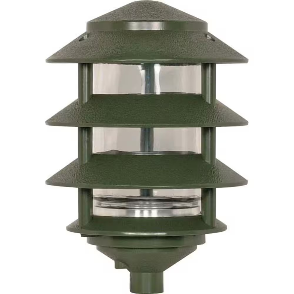 Nuvo 1-Light 9 In. Green 3-Louvered Hardwired Wet Rated Die-Cast Aluminum Path B