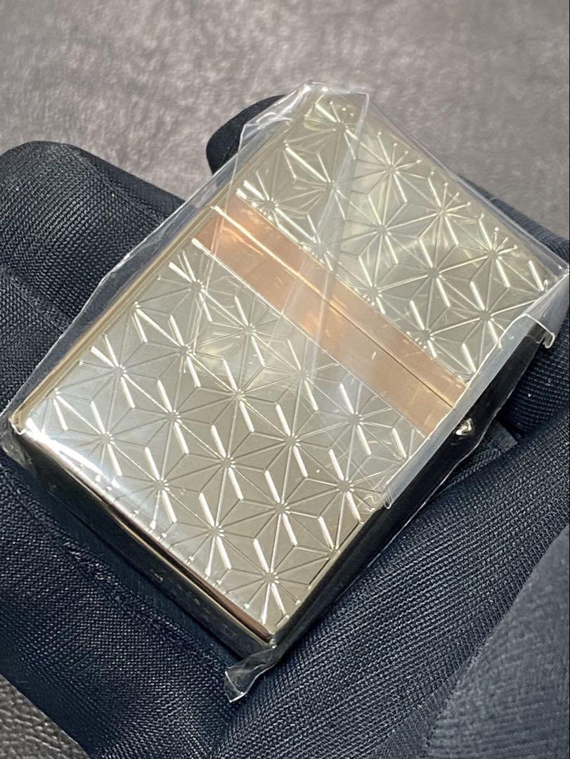 Zippo Asanoha Pink Gold Silver Etching Double Sided Processing Lighter Regular