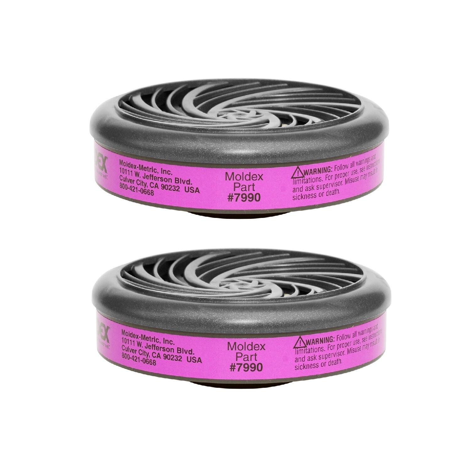 Moldex NIOSH Magenta P1OO Filter Cartridge 7990 (2/PKG) - 1 Pair - NEW