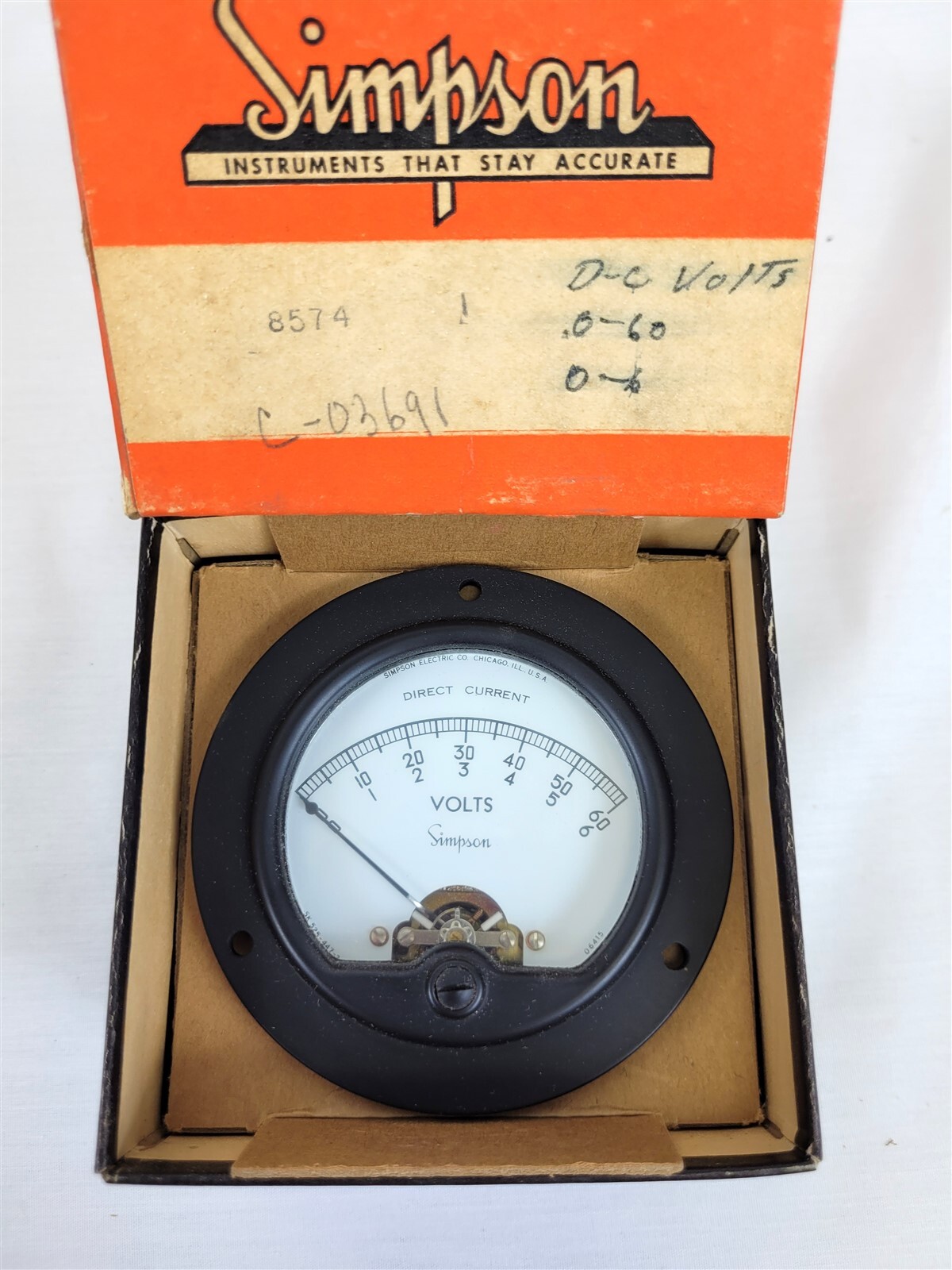 Simpson Instruments Model #8574 Cat. #03691 Panel Meter NOS ~ T244G