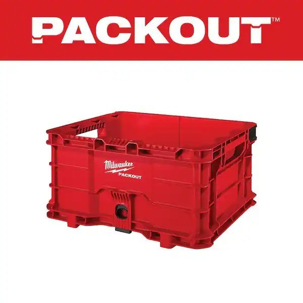 PACKOUT 18.6 in Tool Storage Crate Bin with Handles 50 lb Capacity