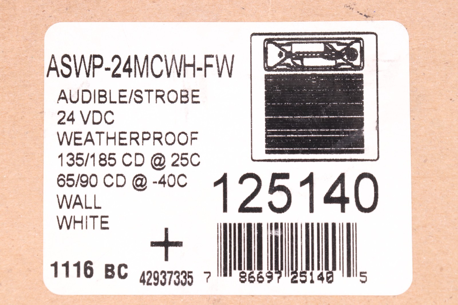 EATON	ASWP-24MCWH-FW WHEELOCK 24VDC AUDIBLE/STROBE, WEATHERPROOF "FIRE", WHITE