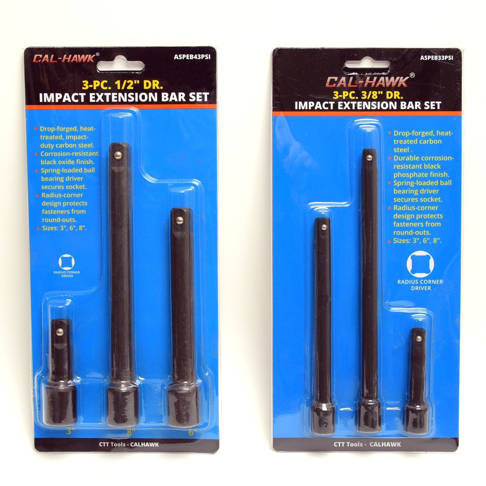 6 pc Air Impact Extension Bar Socket Wrench Set 1/2" and 3/8" Drive