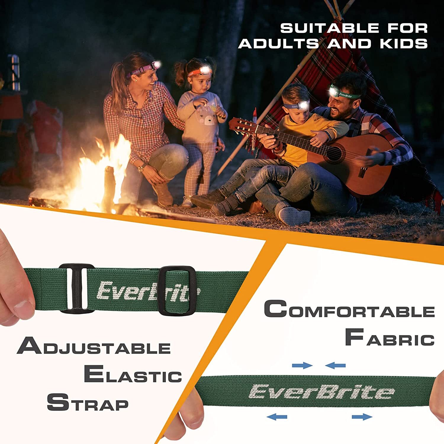 EverBrite Headlamp 5Pack w/Red Light&Memory Function 5 Modes Batteries Included