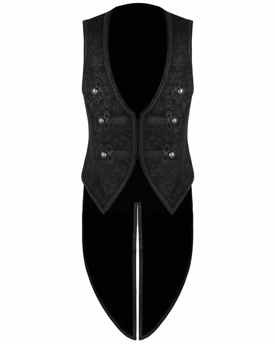 Men's Brocade Vest Waistcoat Tailcoat Black Damask Velvet Gothic Steampunk/USA