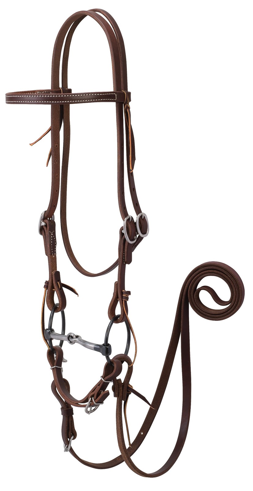 Handcrafted Golden Chestnut Leather Roper Reins and Curb Strap for Performance