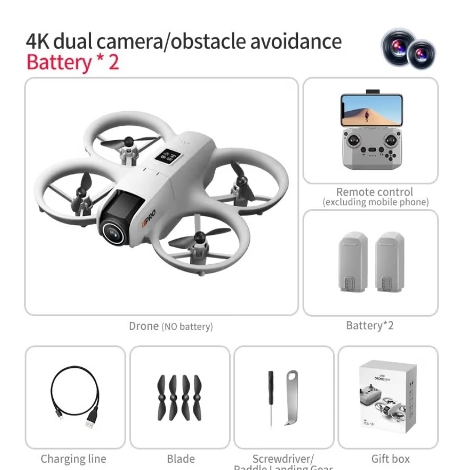 Drone with HD Camera for Adults, 360° Rolling One-Key Takeoff/Landing, Headless