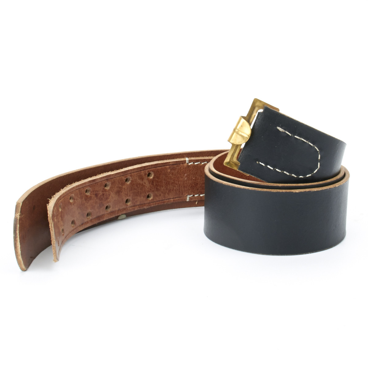 German WWII Wehrmacht Black Leather Equipment Belt- Size 32-36 (81cm-91cm)