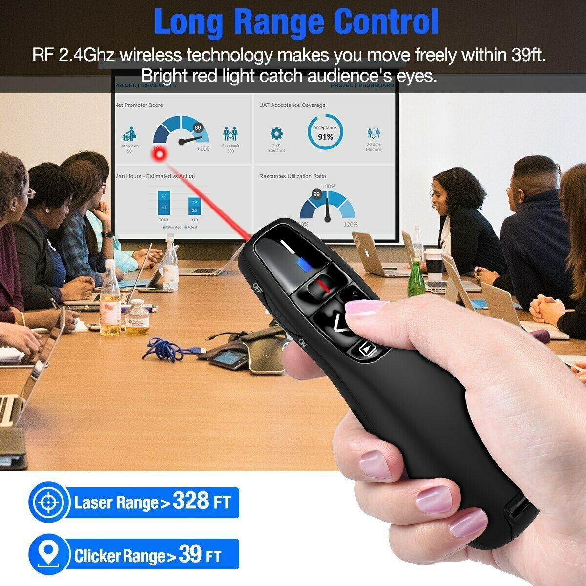 Wireless USB PPT Presenter Presentation Flip Laser Pointer Pen Remote Control