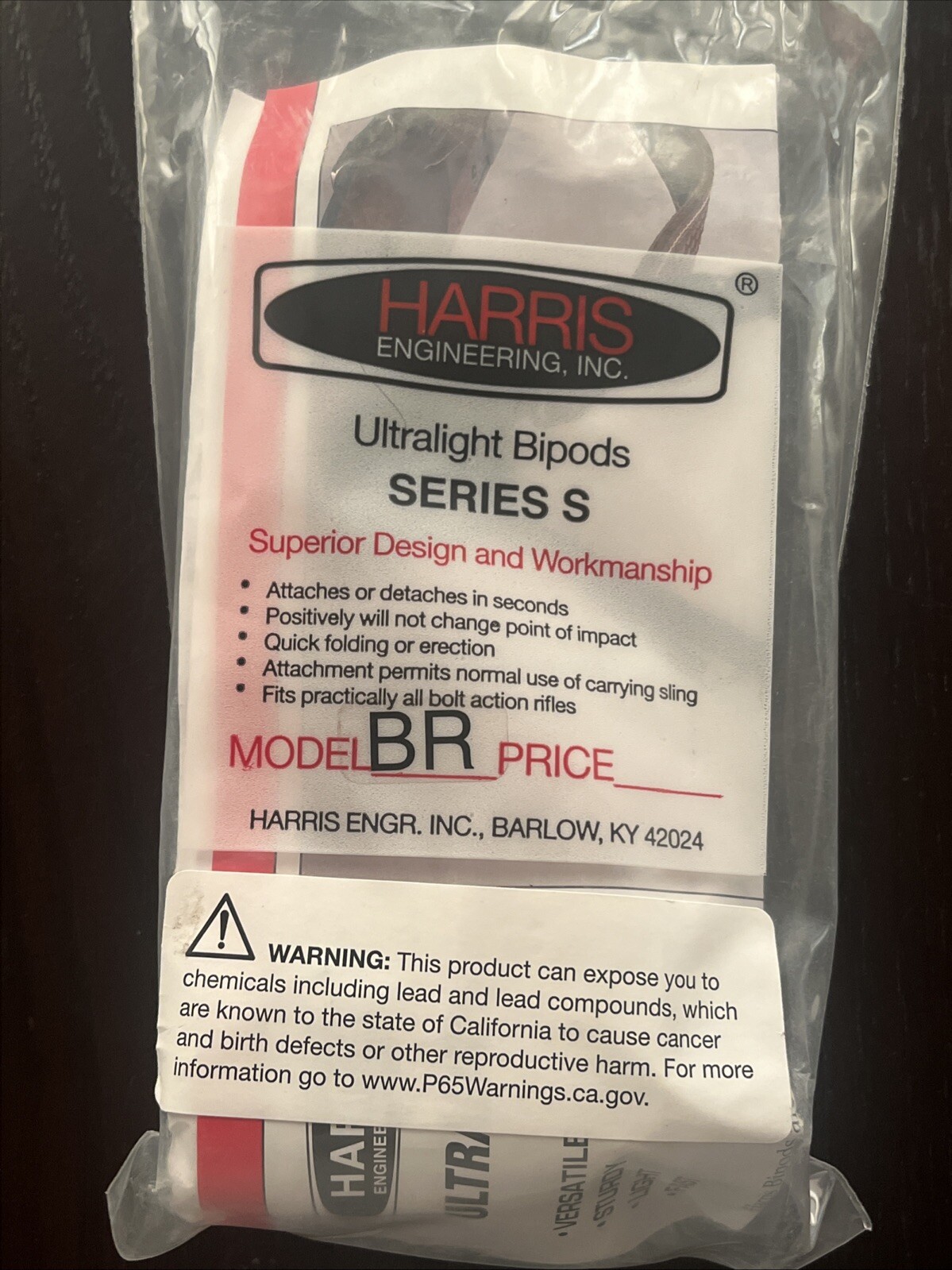 Harris Engineering S-BR Bipod Hinged Base 6-9" Black Rotating NEW Series S