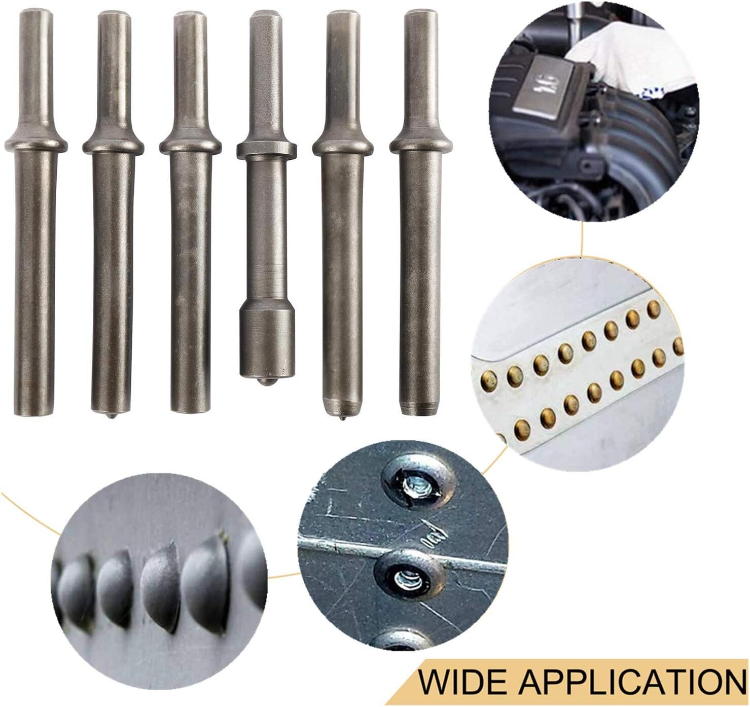 7Pcs Pneumatic Air Rivet Hammer Tool Set Smoothing Spring Shank Chisel Bits