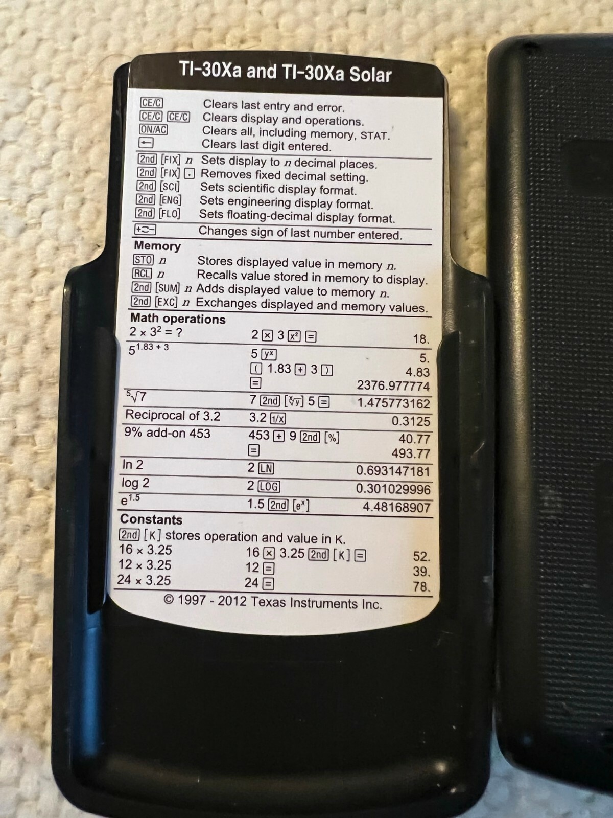 Texas Instruments TI-30xa Scientific Calculator