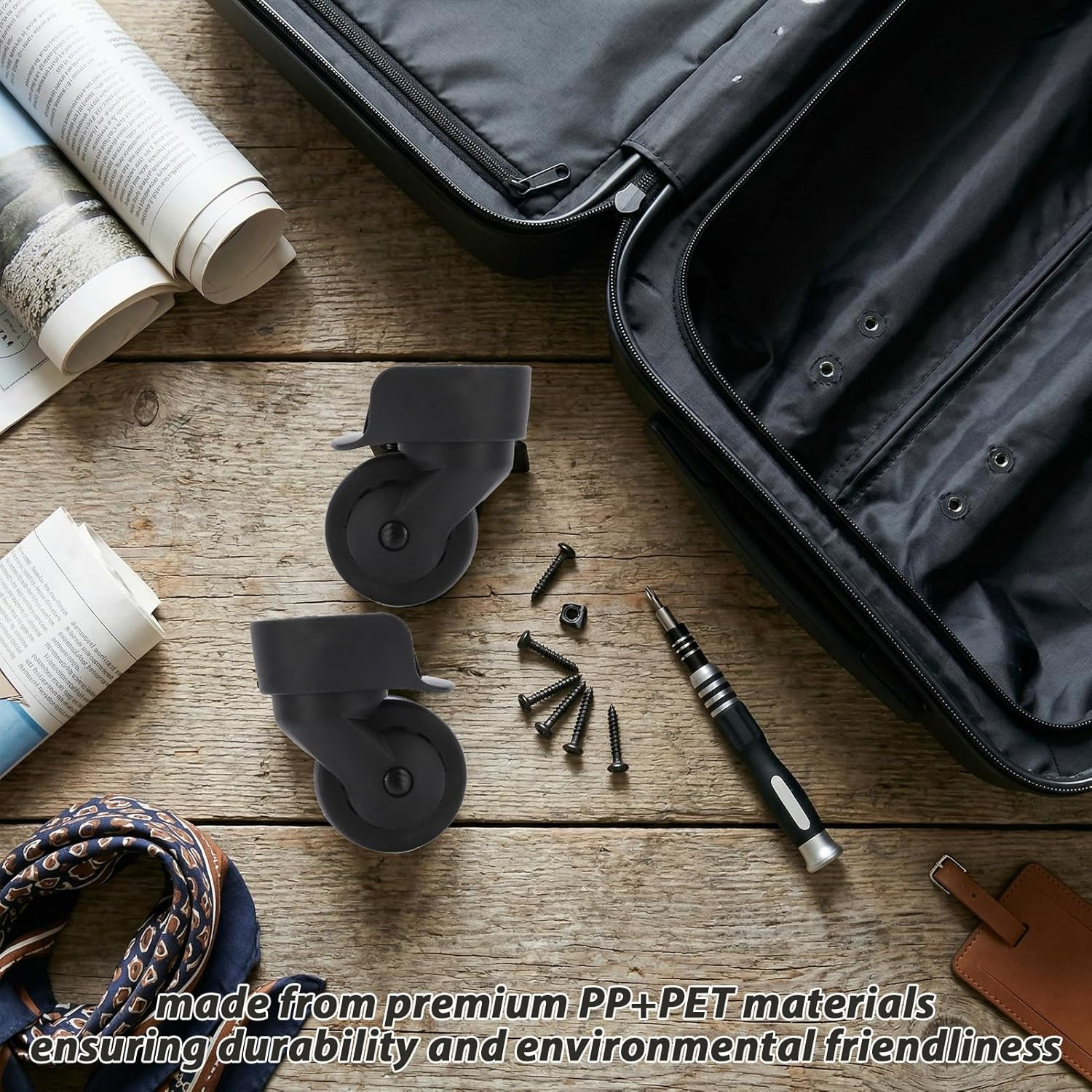 1 Pair Luggage Replacement Wheels - Durablee Suitcase Casters for Repair, Sil...