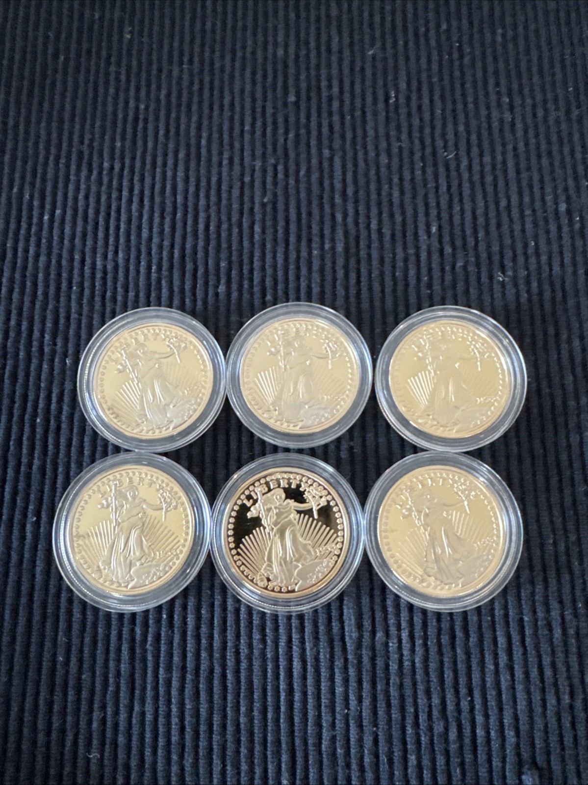 24k Gld Plated U. S., Liberty 1933 Eagle $20 (LOT OF 6) Coin in Capsule