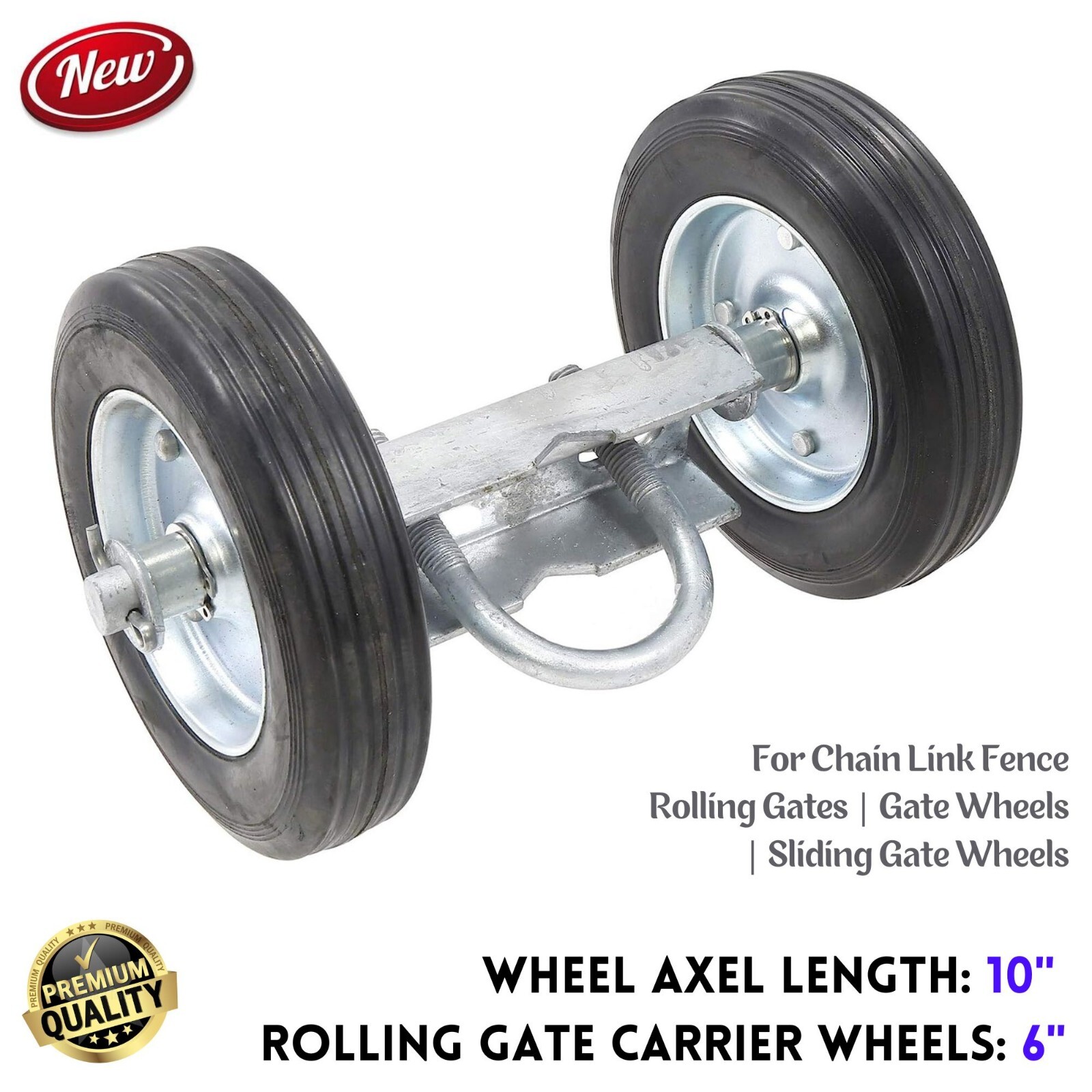 6'' Heavy Duty Rolling/Sliding Gate Carrier Wheels for Driveway Chain Link Fence