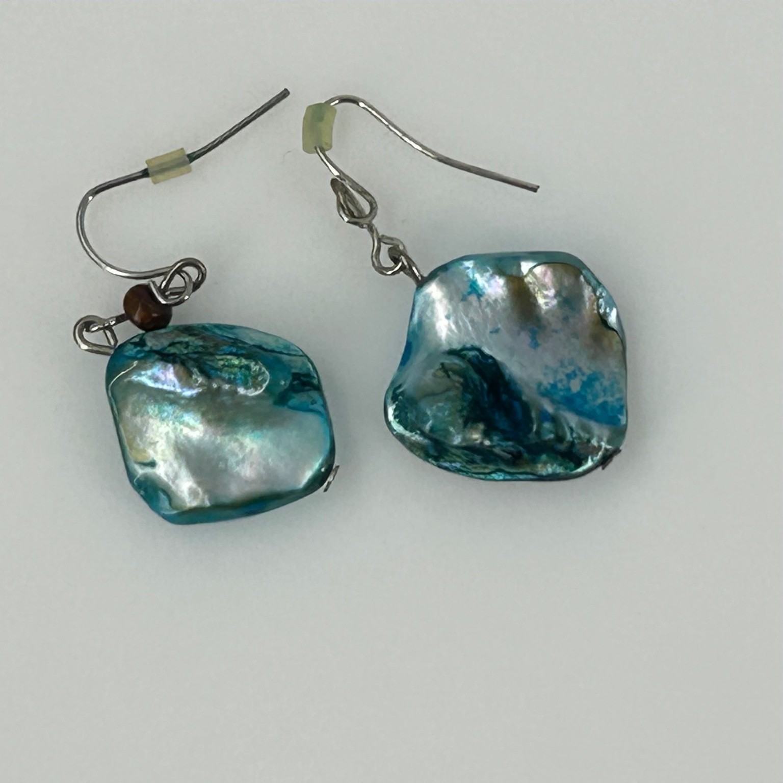 Handcrafted Blue Abalone Shell Dangle Earrings