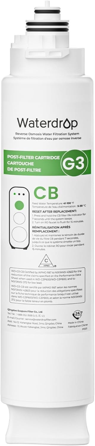 Waterdrop WD-G3-N3CB Filter, 1-year Lifetime, Used for Reverse Osmosis System