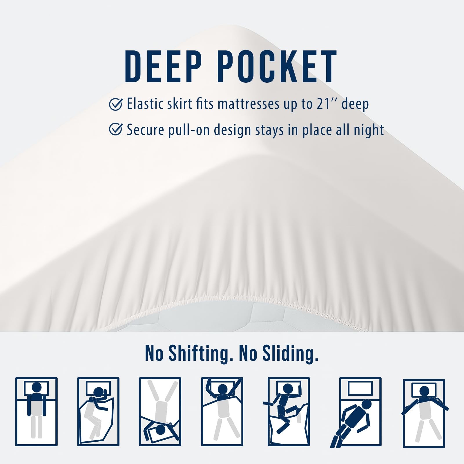 OLANLY King Quilted Fitted Mattress Pad, Elastic King, Off White