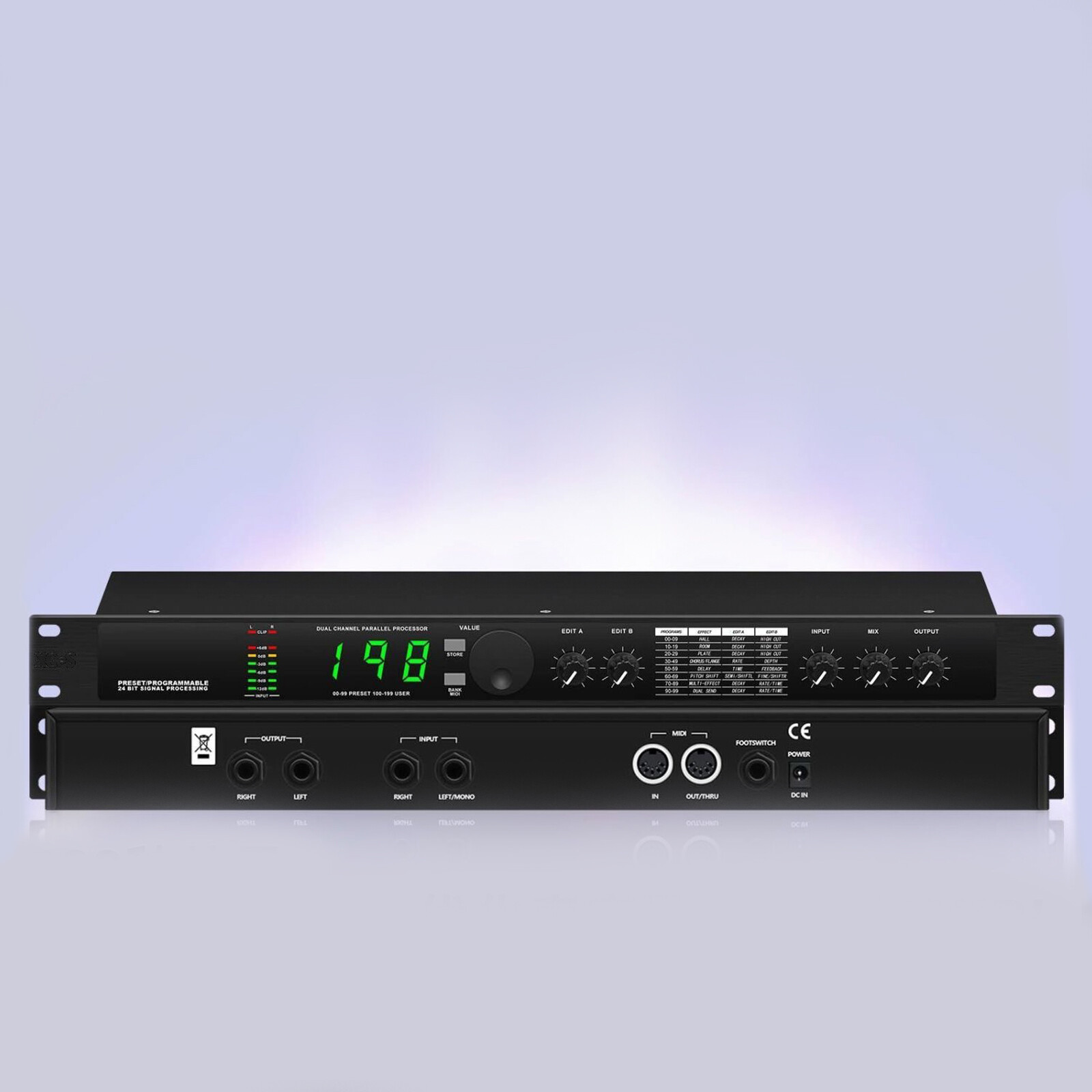 Professional Digital Reverb Multi Effect DSP Audio Processor Equalizer