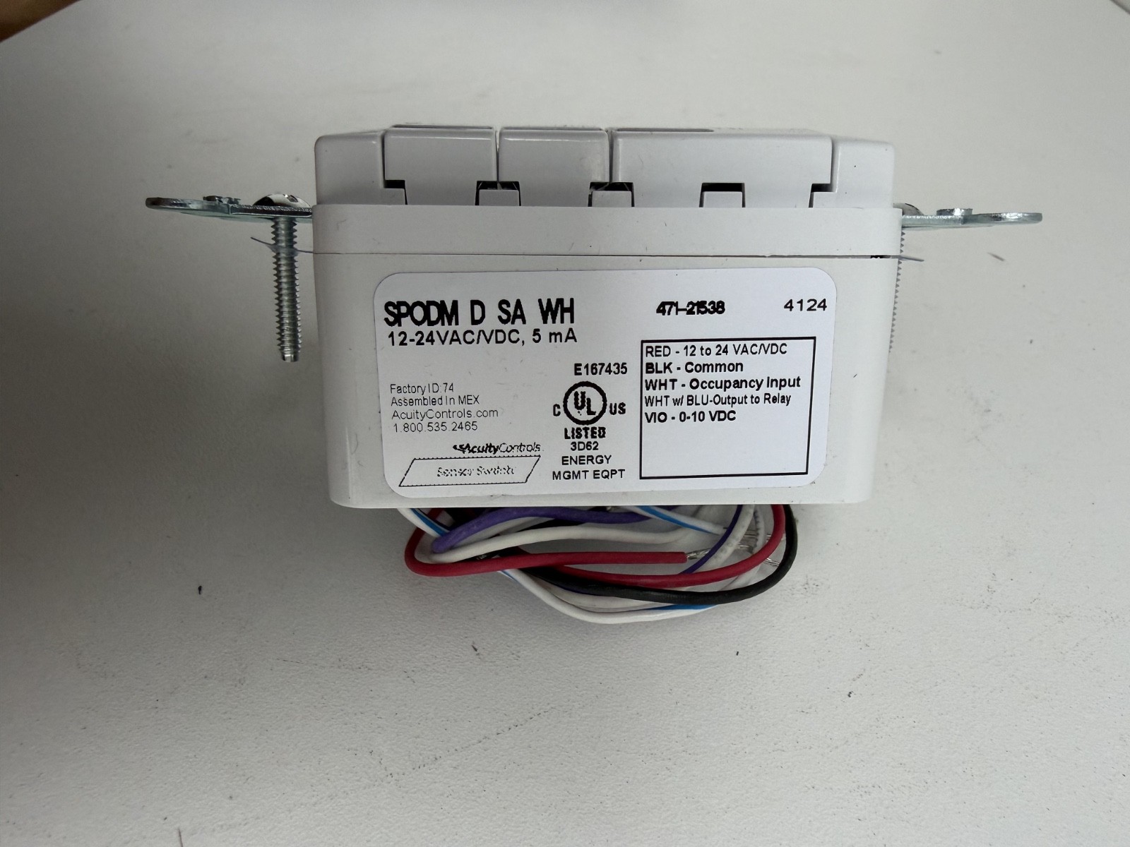 Acuity Control Sensor Switch SPODM D SA WH. Dimming