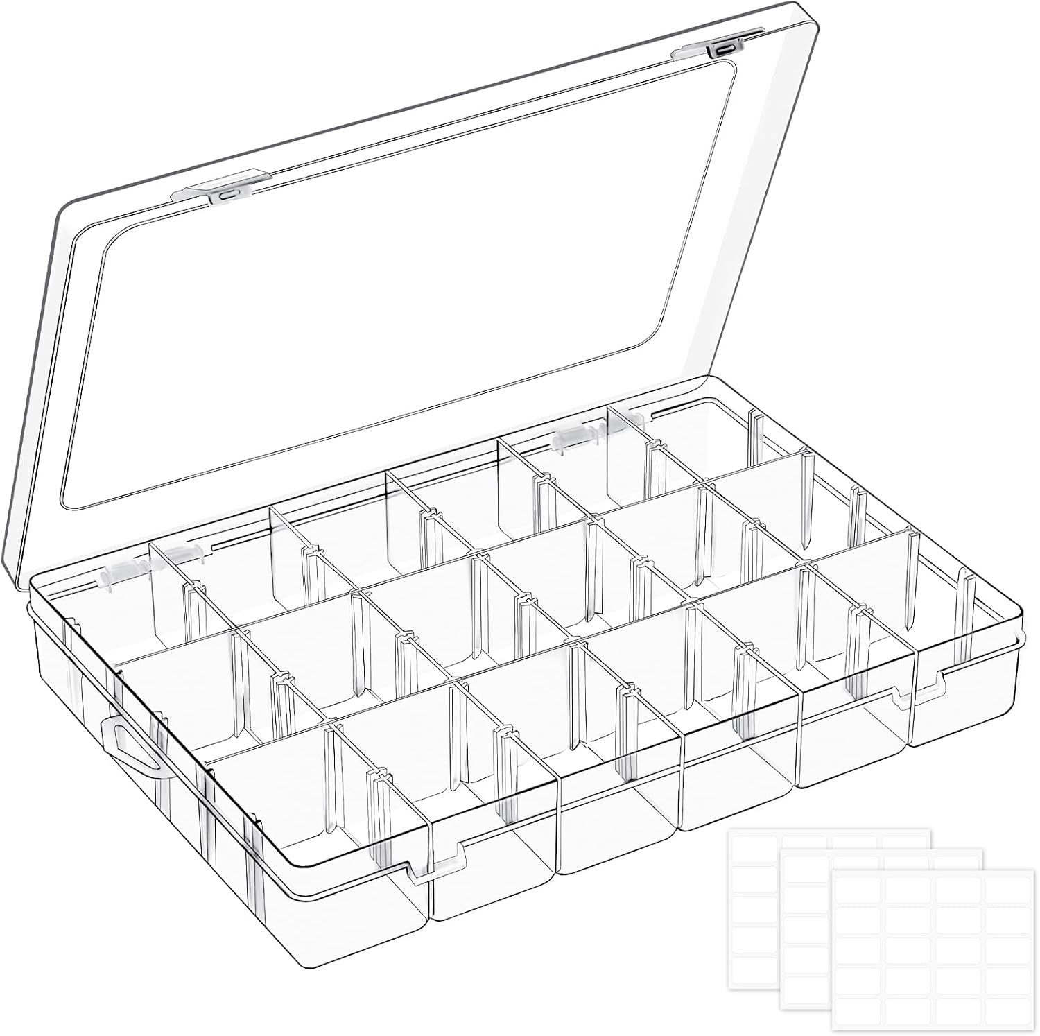 18 Grids Large Plastic Organizer Box with Adjustable Dividers | Small Tackle Box