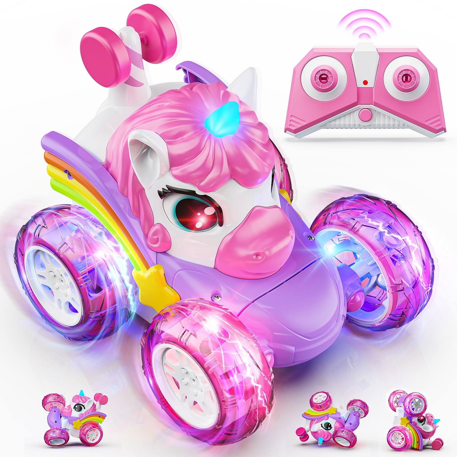 Unicorn Remote Control Car for Girls,Rechargeable 360°Stunt RC Cars Rotation ...