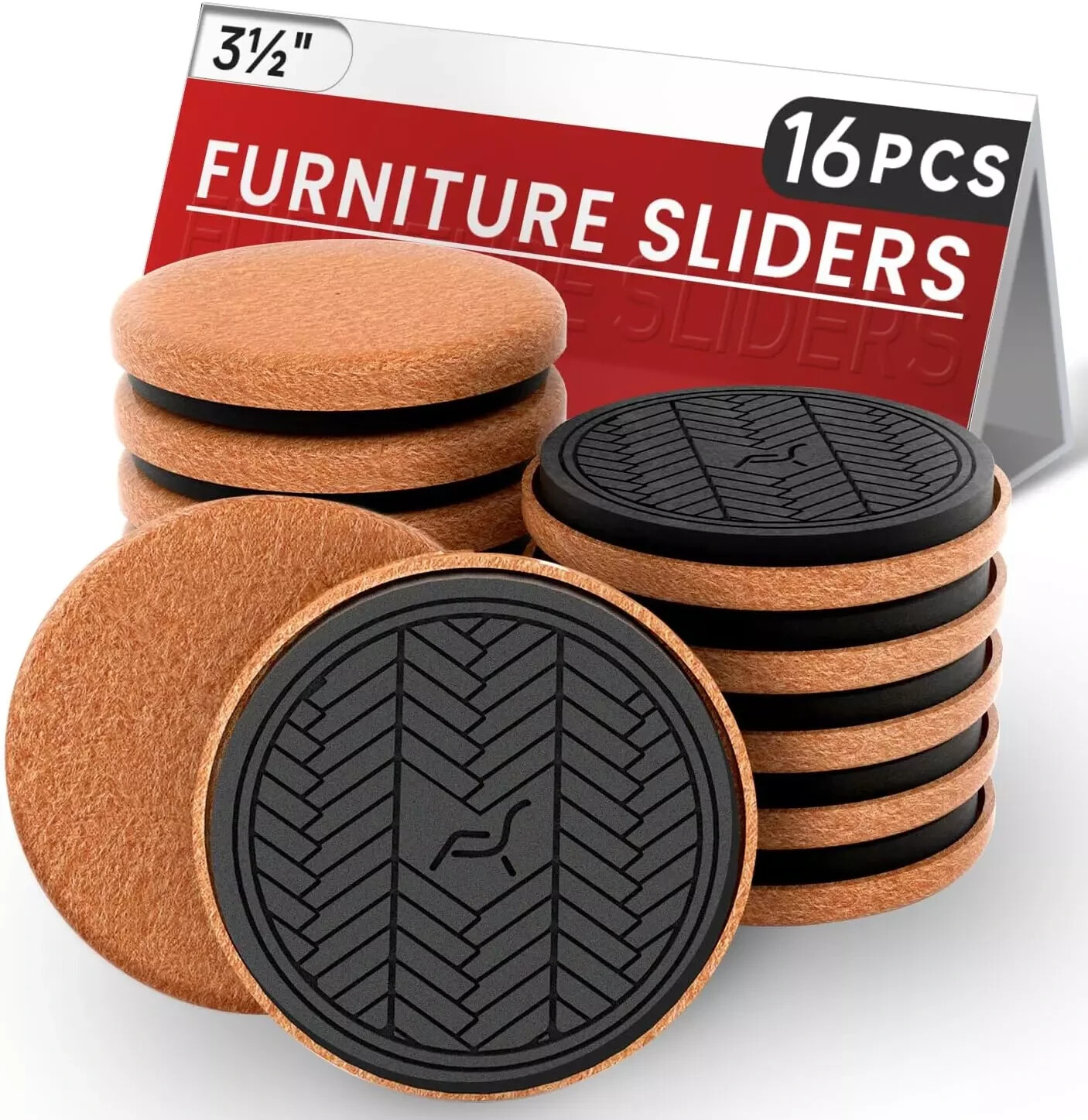 Felt Furniture Sliders for Hardwood Floors, 16 PCS 3 ½” Heavy Duty Furniture Mo