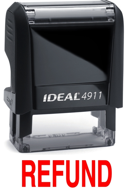 REFUND text on IDEAL 4911 Self-inking Rubber Stamp with RED INK