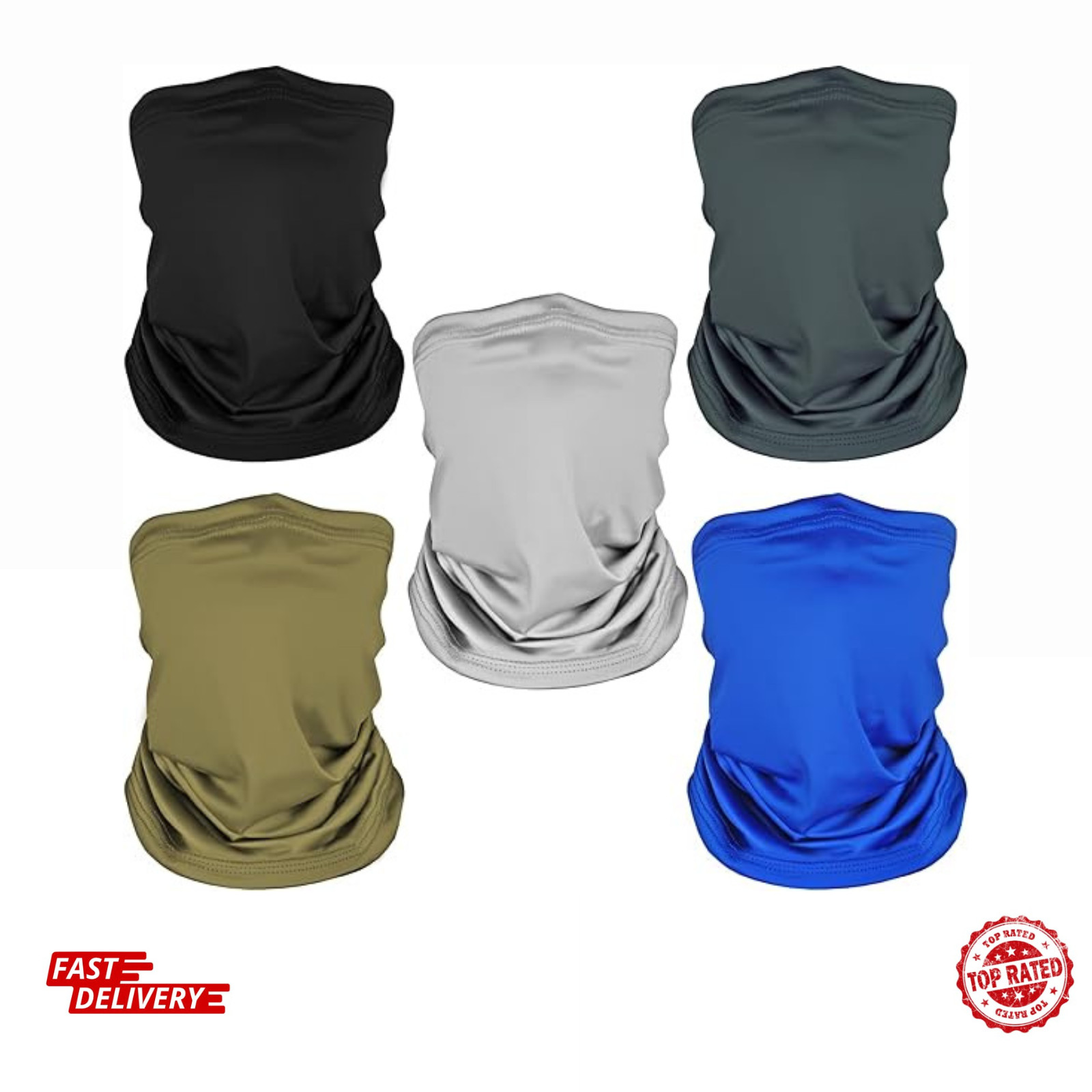 5 Pack Neck Gaiter Face Cover for UV Sun Protection, Breathable Cooling Face Mas