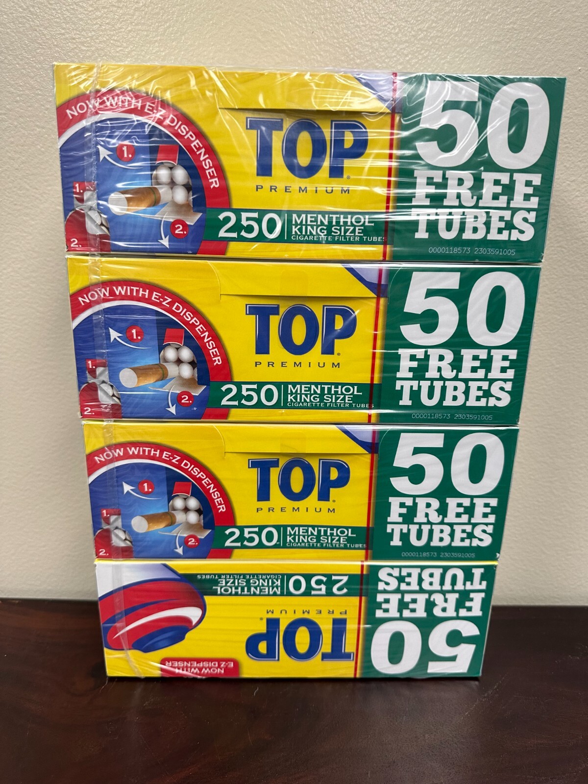 TOP Premium Filter MENTHOL KING Size Tubes RYO (4 BOXES)~Ships in Box