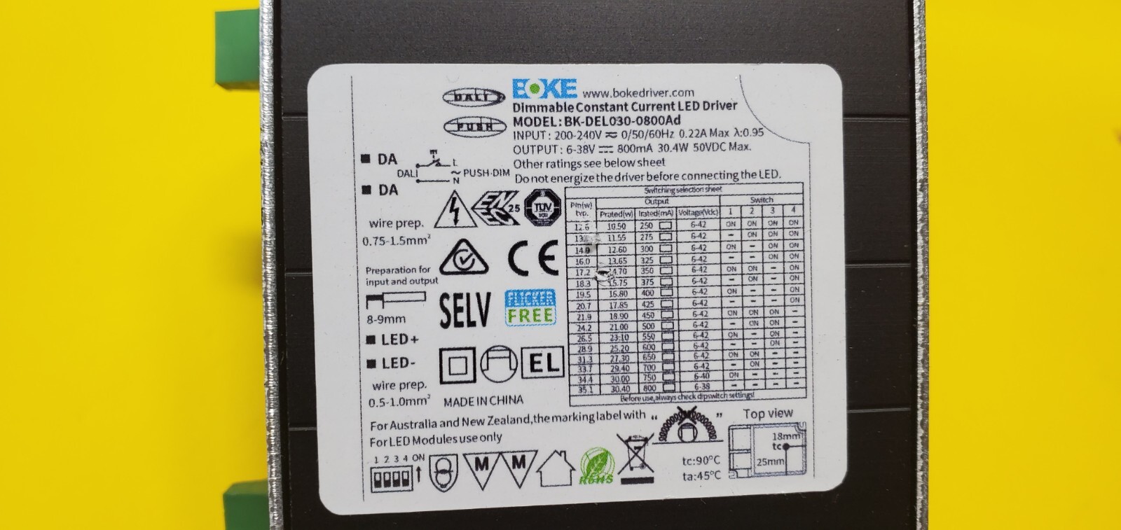 DIMMABLE CONSTANT CURRENT LED DRIVER BK-DEL030--0800Ad