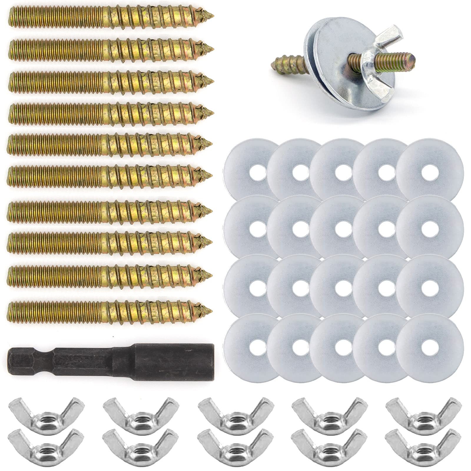 Bird Cage Hardware - 10 Sets of Screws, Washers, Wing Nuts & Drill Tool for F...