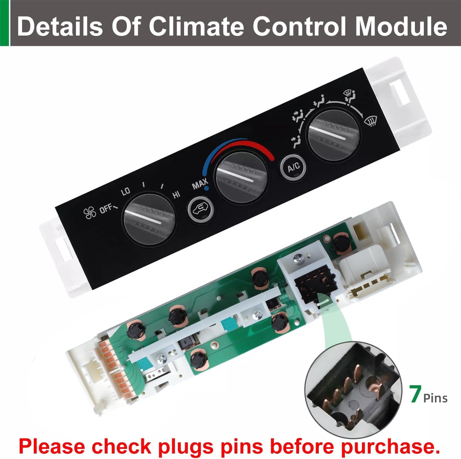 AC Heater Panel Climate Control Module Switch for Chevy GMC C1500 C2500 C3500...