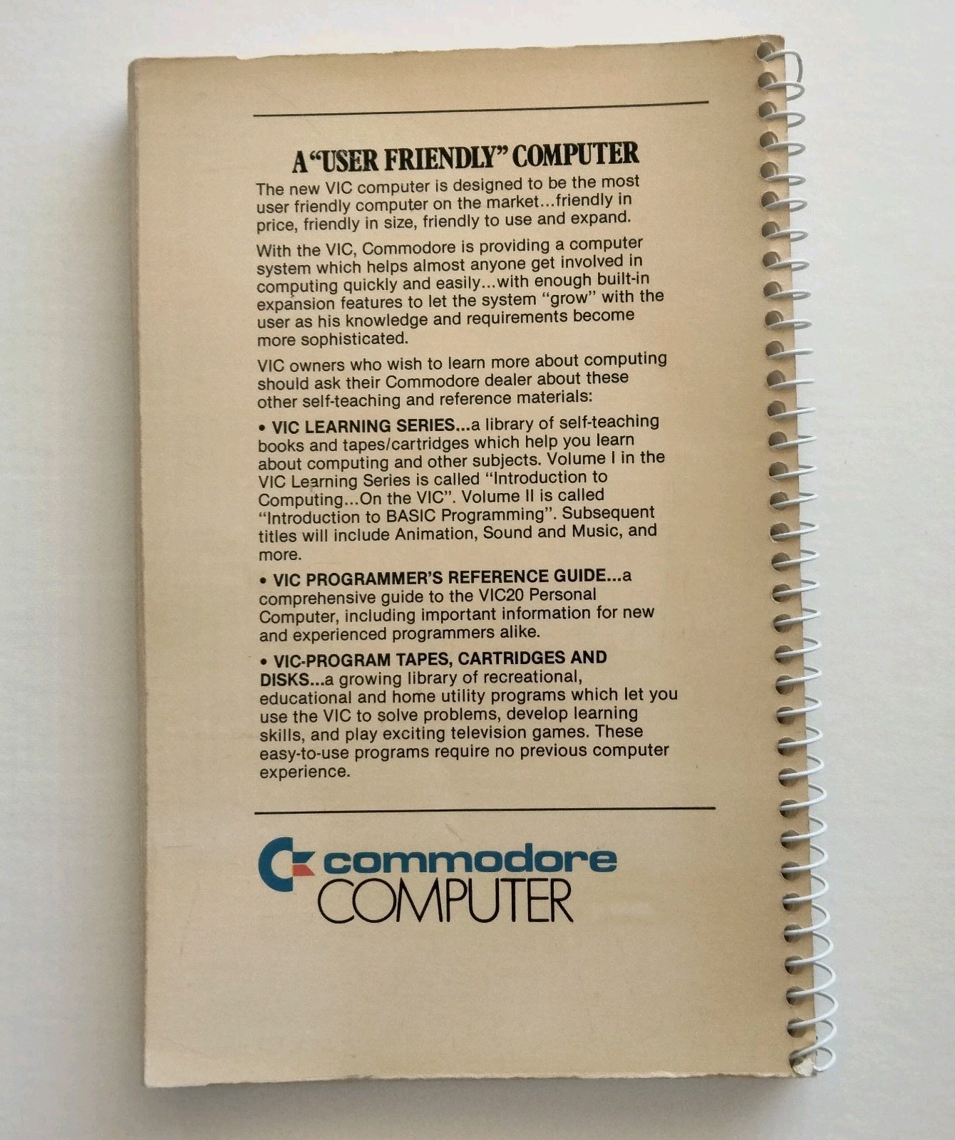 Personal Computing on the VIC-20 A Friendly Computer Guide, 1984 Commodore