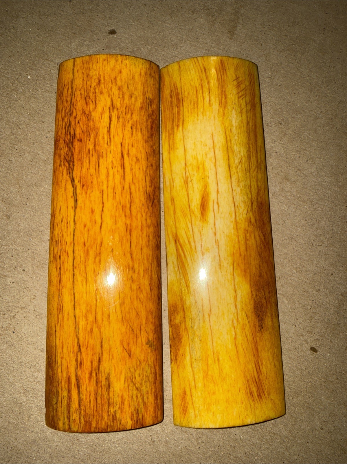 Matched Pair Stabilized Dyed Giraffe Bone Knife Handle Scales 5” X 1 1/2”