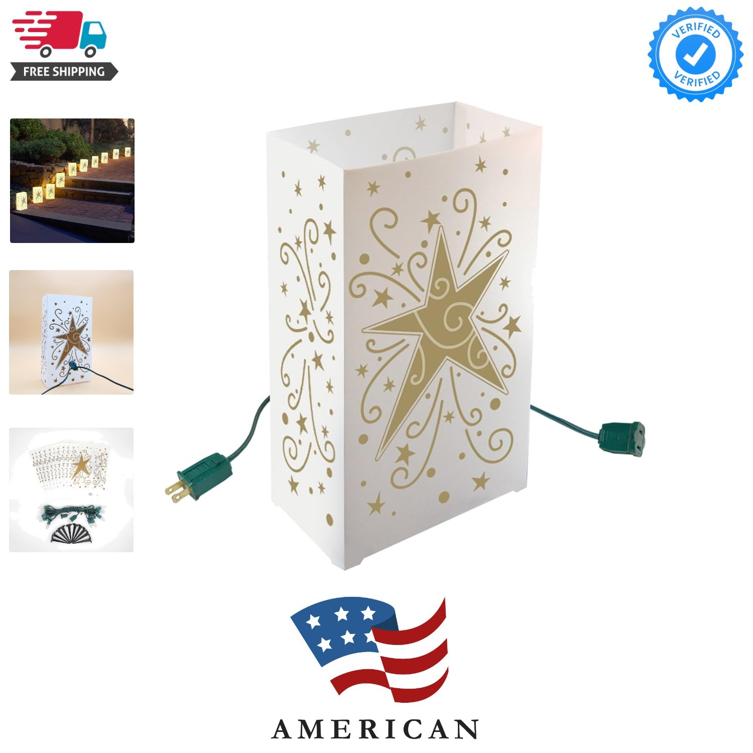 Electric Luminaria Kit, Gold Star - Set of 10