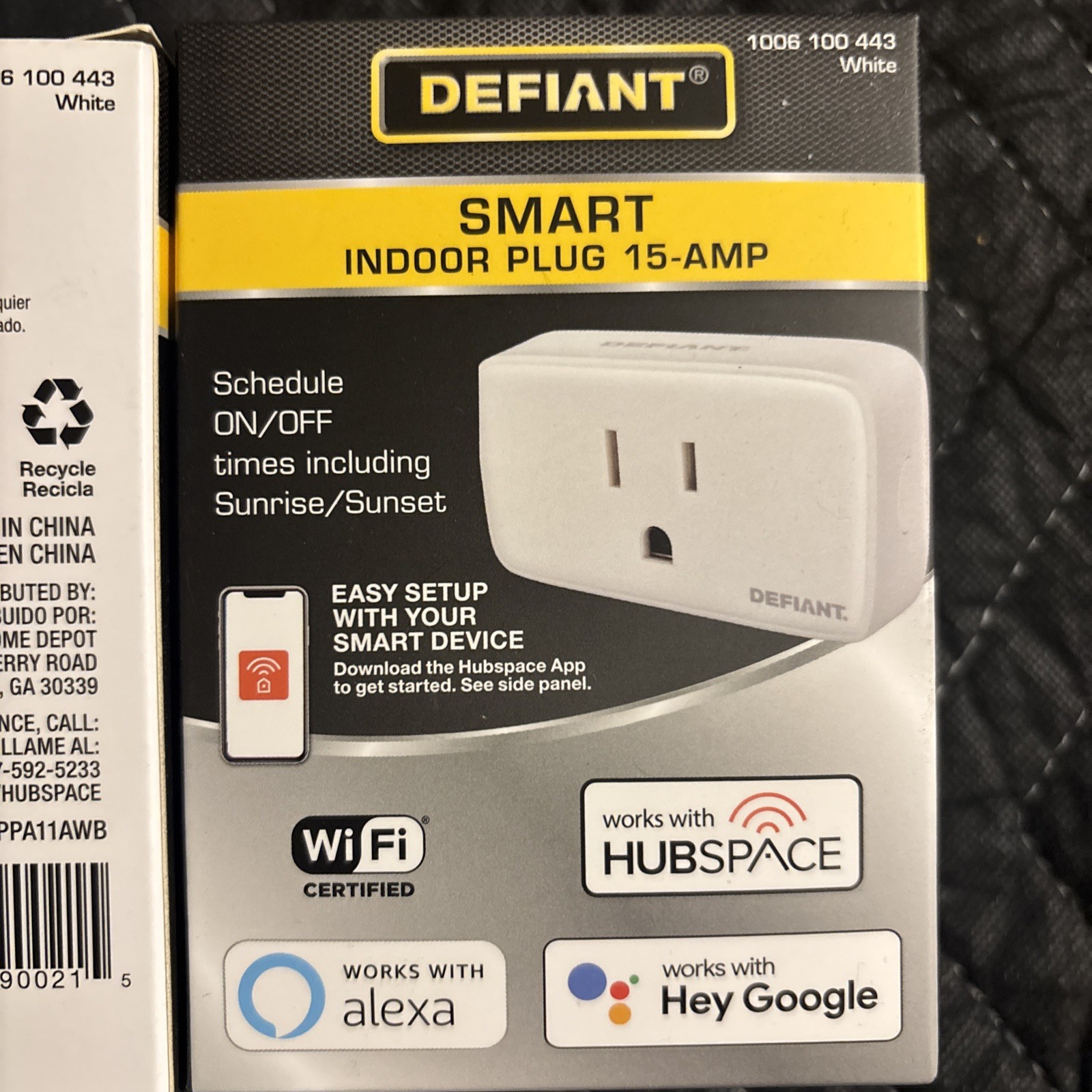 Quantity Of 2: Defiant Indoor Smart Plug (WIFI/ ALEXA/ HUBSPACE)