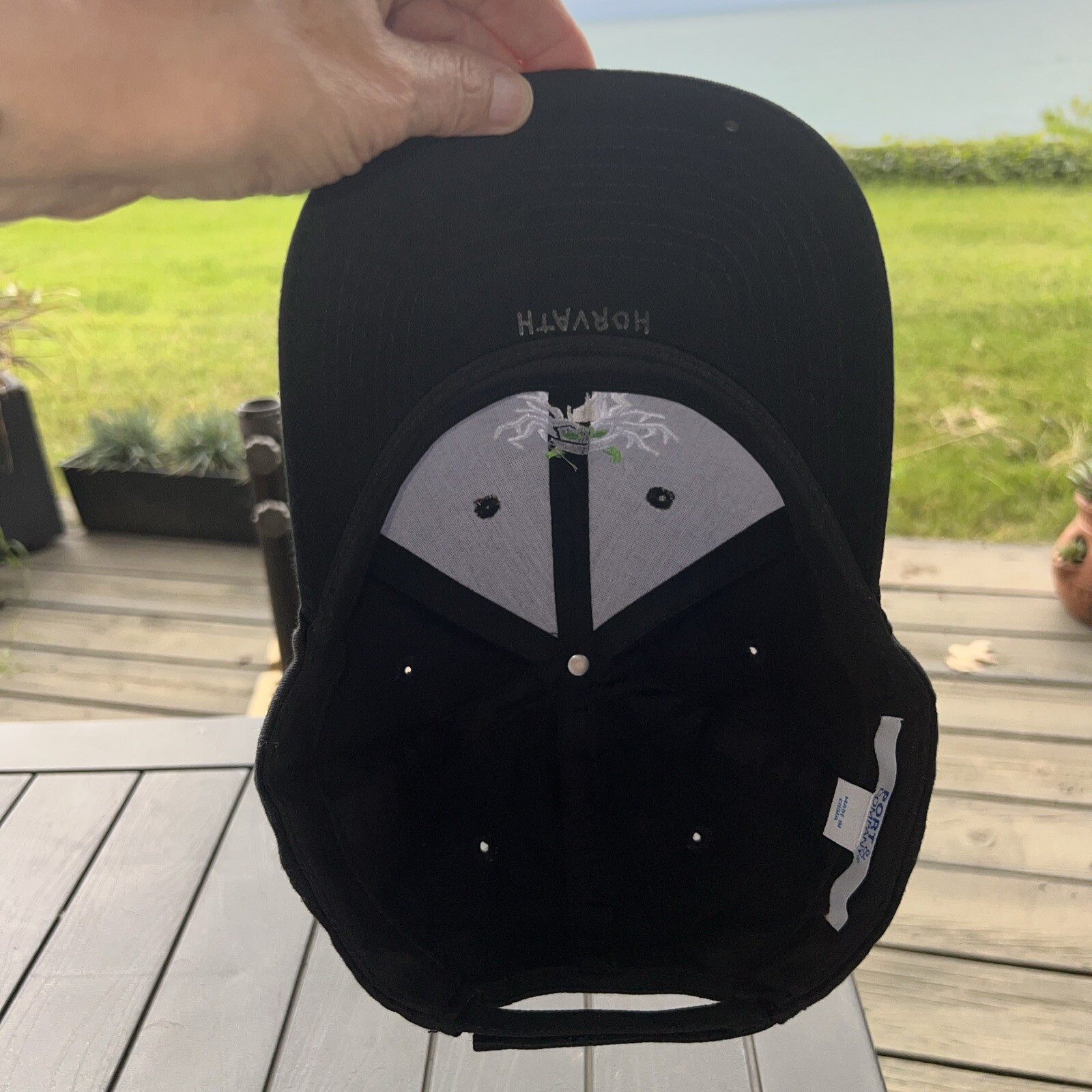 Viking Head in White Lime Green on Black Hat Cap Hook Loop VGC