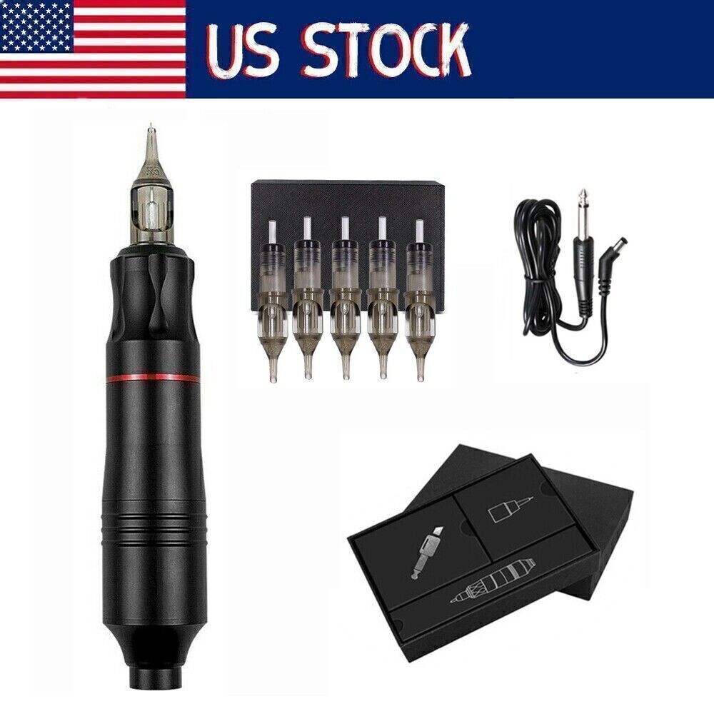 Strong Motor Tattoo Machine Rotary Pen Cartridge Needle Machine Gun W/5 Needles