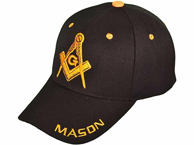 Freemason Mason Masonic Black Hat Cap Embroidered Adjustable Velkro FAST SHIP